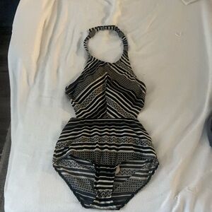 Black and White patterned one piece swimsuit